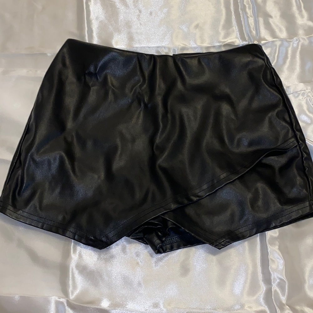 leather skort